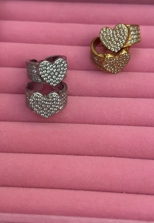 Anello cuore big in acciaio inossidabile regolabile