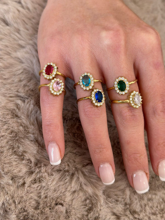 Anello principessa in gold con pietra e brillantini