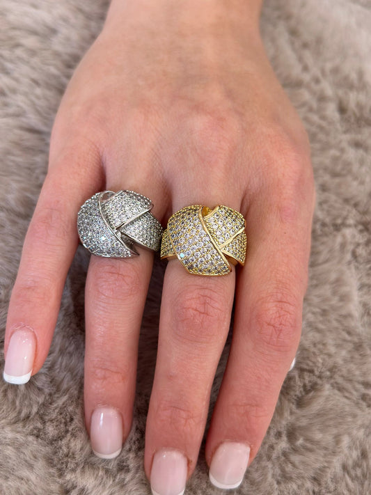 Anello fiocco  con strass