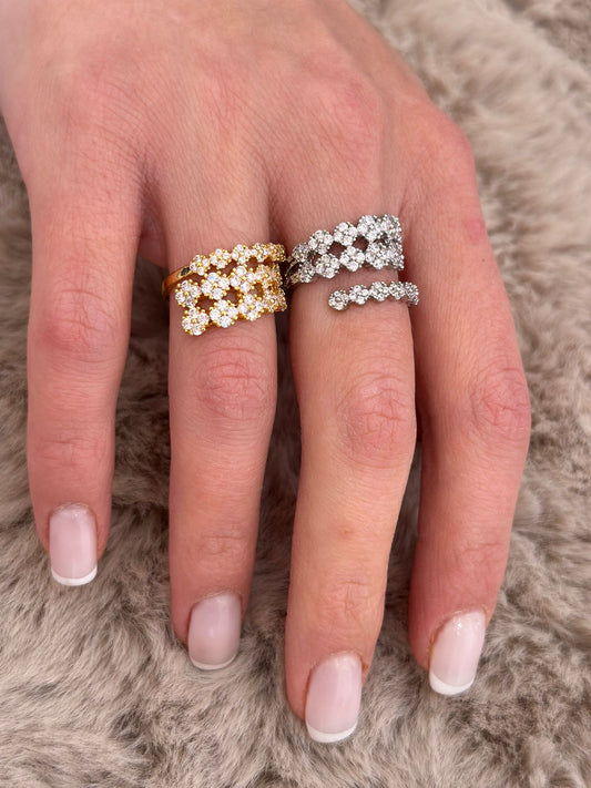 Anello giada 3 fasce con brillantini